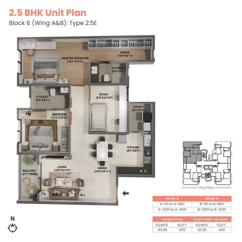 adarsh welkin park 2 5 bhk floor plan type 2 5e