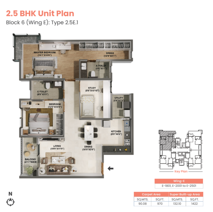adarsh welkin park 2 5 bhk floor plan type 2 5e1